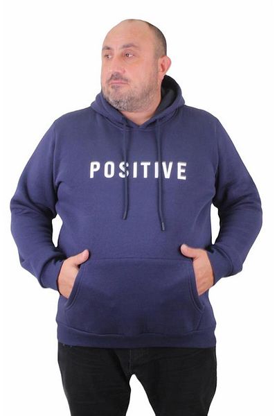 Starbattal Ανδρικό μεγάλο μέγεθος με κουκούλα Sweat Positive 23211 INDIGO