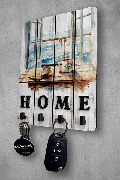 beedene Modern White Wooden Decorative Key Hanger - Keychain Painting