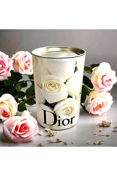 Saccura Decor Decorative Cylinder Box Cream Rose Decorative Cylinder Box with Metal Lid