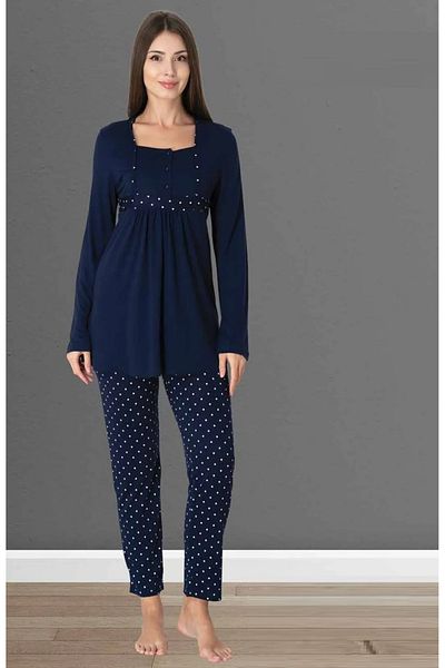 by İGP Navy Blue Maternity Pajama Set with Breastfeeding Features Effortt