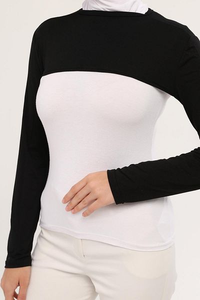 Altobeh Zero Guler Gât Guler Mâneci Negru