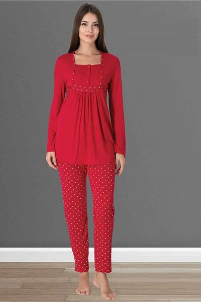 by İGP Red Maternity Pajama Set with Breastfeeding Features