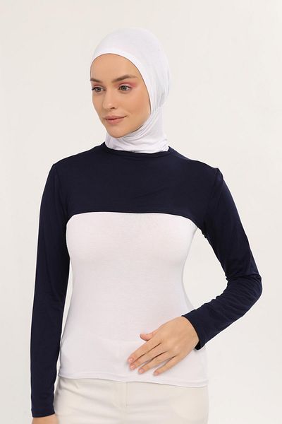 Altobeh Zero Guler Gât Guler mânecă Bleumarin