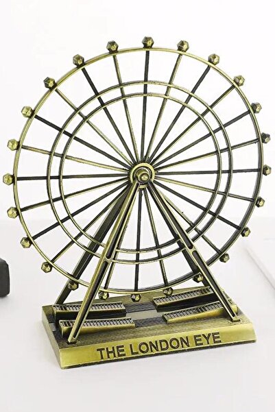 Dünyadan Hediyeler Vintage Metal İngiltere London Eye Biblo Antik Bronz 9 cm