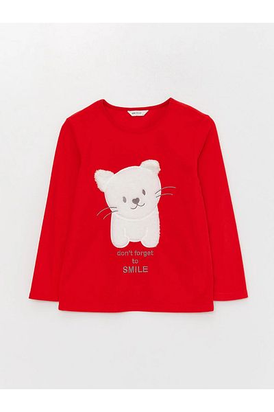 LC Waikiki Set de pijamale pentru femei, cu mânecă lungă, brodate, cu decolteu