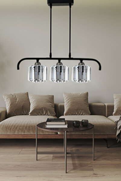 Genel Markalar Elmas 3'Lü Kristal Taşlı Lüx Sarkıt Avize - Yatak Odası - Salon - Mutfak - Hol