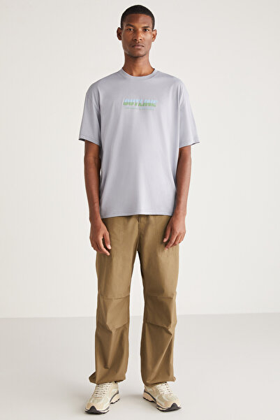 GRIMELANGE Antonio Men's Oversize Fit 100% Cotton Thick Textured Printed T-shirt