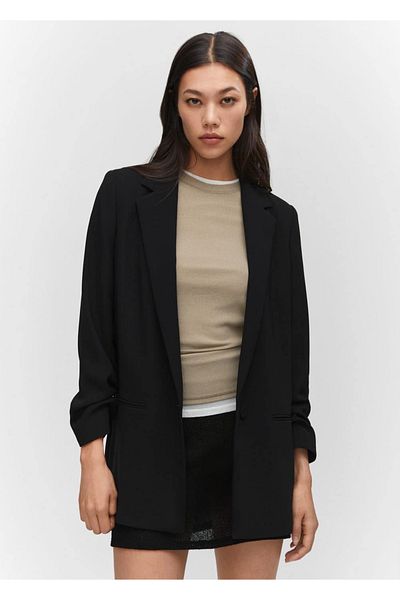 MANGO Woman Gathered Sleeve Blazer Jacket