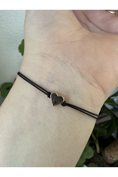 HARİKALAR DÜKKANI Black Heart Detailed Macrame Lucky Bracelet
