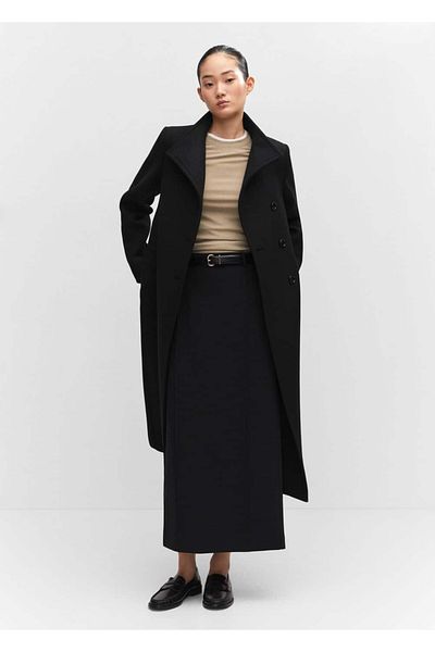 MANGO Woman Woolen Coat - Belt Detailed