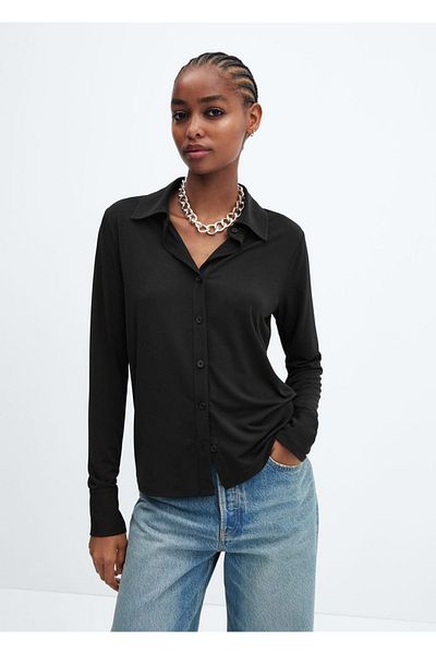 MANGO Woman Драпирана трикотажна риза