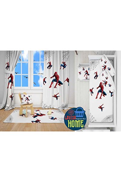 Lavisa Spiderman Model Dijital Baskı 2 fon Perde & Yatak Örtüsü ve Yastık Kıl...
