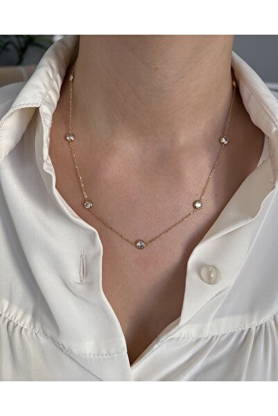 316L Stainless Steel Necklace with Zircon Gemstone