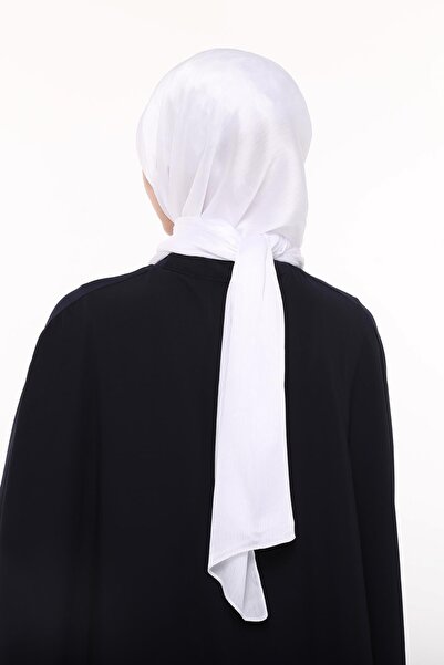 Altobeh Women's Plain Shiny Luxury Yoryo Satin Chiffon Evening Dress Janjan Shawl-white