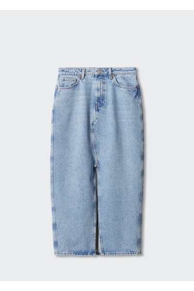 MANGO Woman Yırtmaçlı denim etek