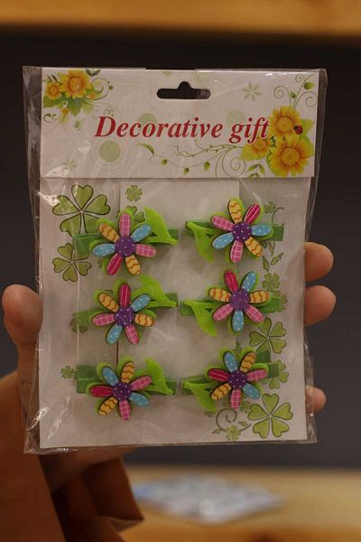 demontecraft Flower patterned pegs 6 pieces