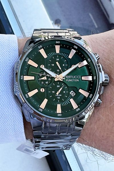 Ferrucci Function 3 ATM Waterproof Men's Wristwatch Smoked Color Steel Strap + Gift Bracelet GFRE2033C3