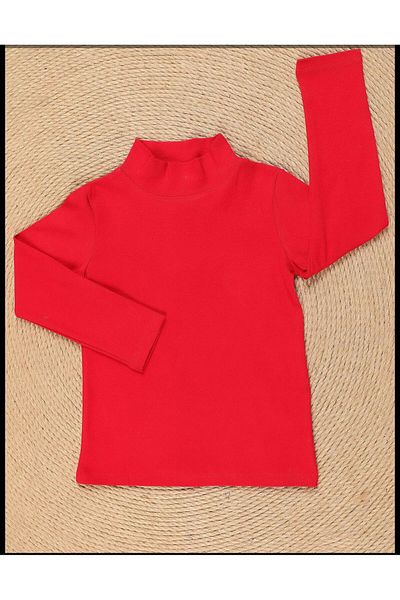 skycott Unisex children's red color high-neck badi half turtleneck bodysuit