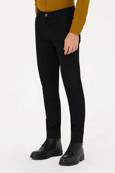 U.S. Polo Assn. Η.Π.Α. Polo Assn. Ανδρικό μαύρο παντελόνι καμβά 1728006