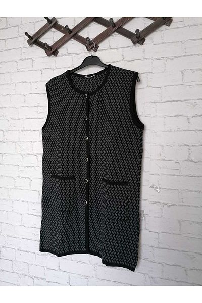 anne moda ankara winter steel knitted, buttoned, knitwear, long vest