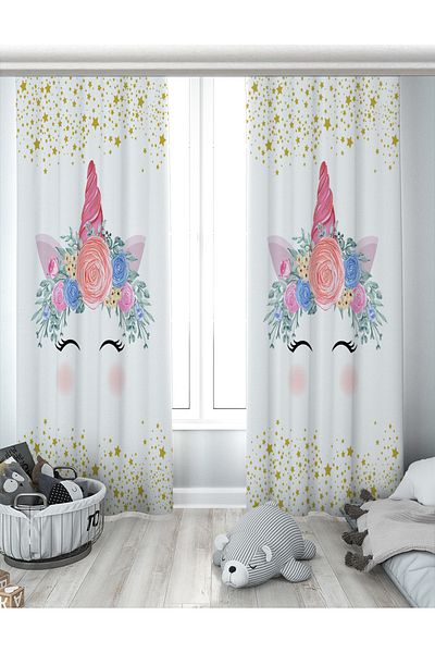 Evperest Unicorn Star Double Wing Background Curtain Epp123