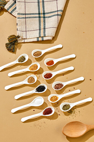 AKAN HOME 12 Adet Servis Ve Baharat Kaşığı - Kahvaltılık Bal Kaşığı Şeker Reç...