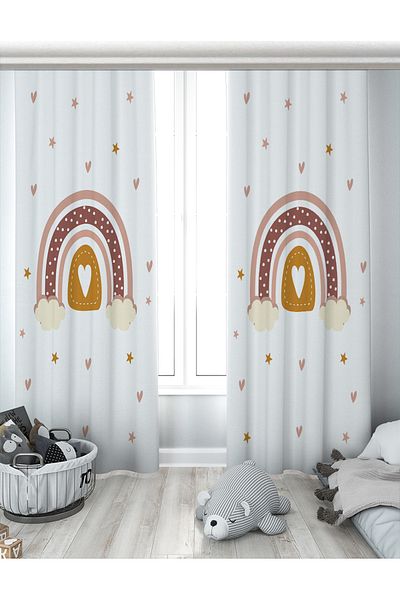 Evperest Double Winged and Rainbow Heart Background Curtain - Epp109