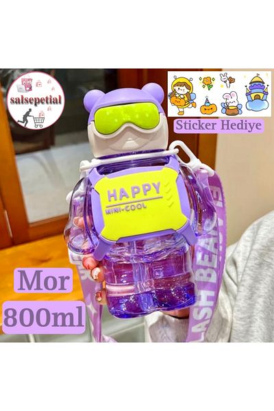 Salsepetial Teddy Bear Water Bottle Water Bottle with Teddy Bear Figured Water Bottle Teddy Bear Water Bottle 800ml