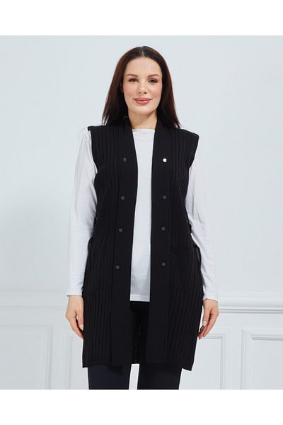 Fresh&Moda Women's Standard Knitwear Seasonal Daily Vest with Pockets