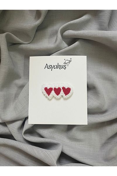 asyakuş Efsarstudio Χειροποίητο Punch Needle Hera Heart Clip αγκράφα