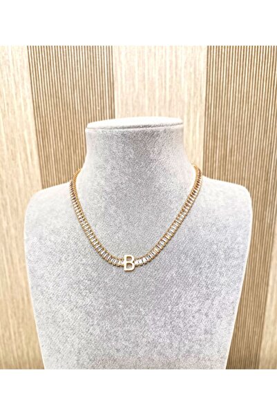 AKSESUARIM kadın zirkon taşlı su yolu harf kolye