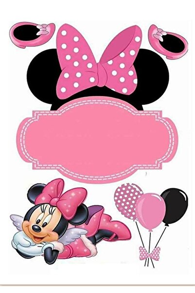 hediyehobihersey Mini Mouse Kelebekler Şekerli Kağıda Baskı Yenilebilir Kağıt...