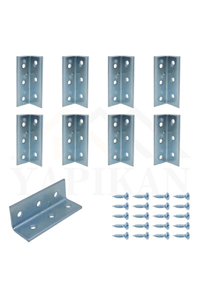 Yapıkan 20x20x60mm - 8 Ad. L Demir Gönye Köşebent - Mobilya Dolap Gardırop Ra...
