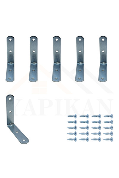Yapıkan 20x80x80mm - 5 Ad. Orta Yük L Demir Gönye Köşebent - Mobilya Dolap Kö...