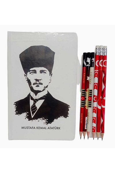 sevgi kırtasiye Atatürk Anıtkabir Caiet A5 cu 80 de coli și set de 6 creioane cu tematică pentru steagul turcesc