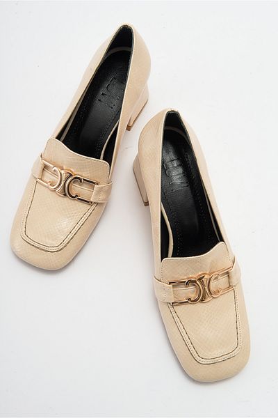 LuviShoes TEMPE Beige gemusterte Damenschuhe mit Absatz