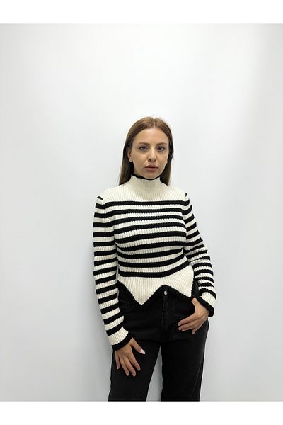 DEQ FASHION Turtleneck Oval Cut Knitwear Sweater