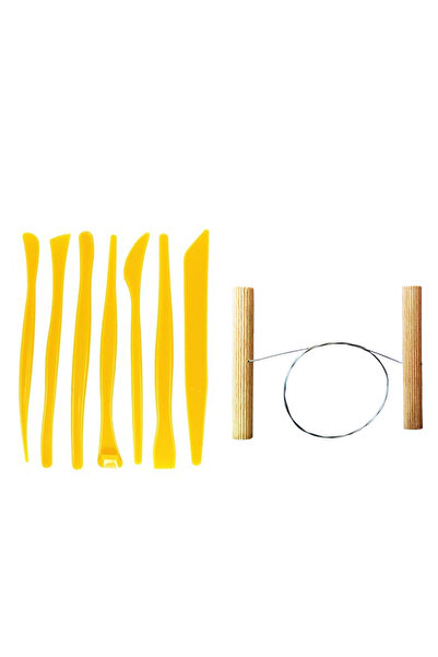 ACUTO Plastik Ebeşuar Seti 7'li Kil Şekillendirme Seti Seramik Seti Çamur Kesme Teli Çelik Tel