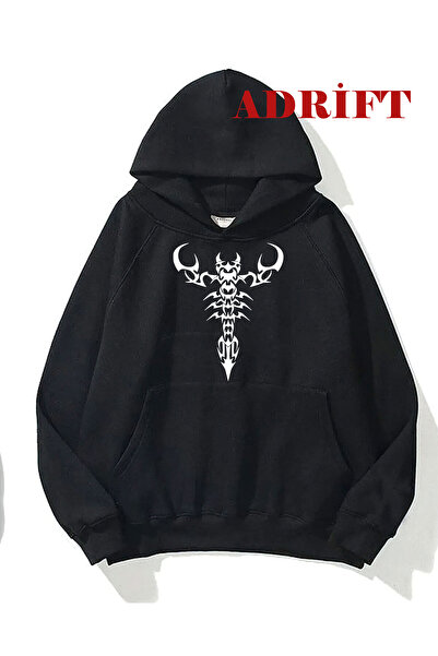 Tarzsokak Hanorac unisex Scorpion cu glugă, negru