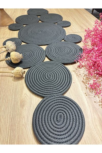 MaVaux Mars Modern Natural Jute, Patterned, Wicker, Placemat, Table, Coffee Table Cloth Runner. 45x120