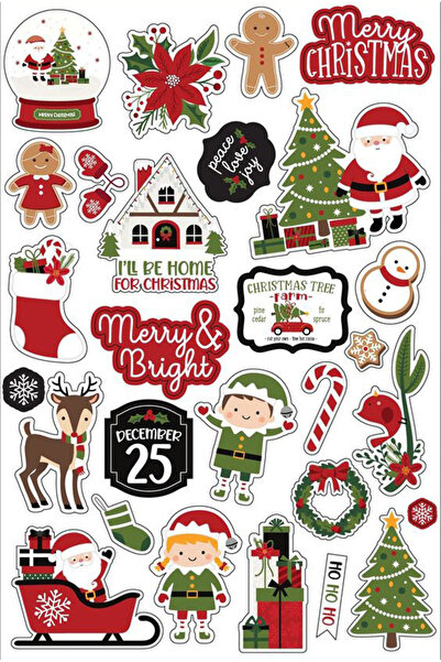 BK Design Noel Yılbaşı Sticker Telefon Laptop Notebook Tablet Defter Matara Stiker Etiket ST554
