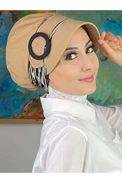 BUTİKAMBAR Nazli Model Catarama Subtire Crem Dungate Caciula Hijab Model Zebra