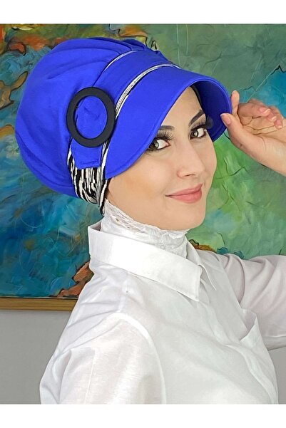 BUTİKAMBAR Nazlı Model tanki prugasti hidžab šešir sa kopčom
