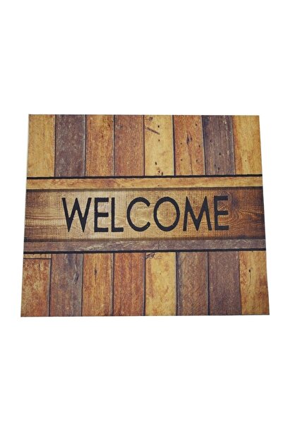 Ehil Halı Parke Desenli Welcome Yazılı Kauçuk İç Ve Dış Kapı Önü Paspası 45x75