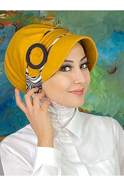 BUTİKAMBAR Модел Назли: Тънка шапка хиджаб със зебров десен и декоративни кат...