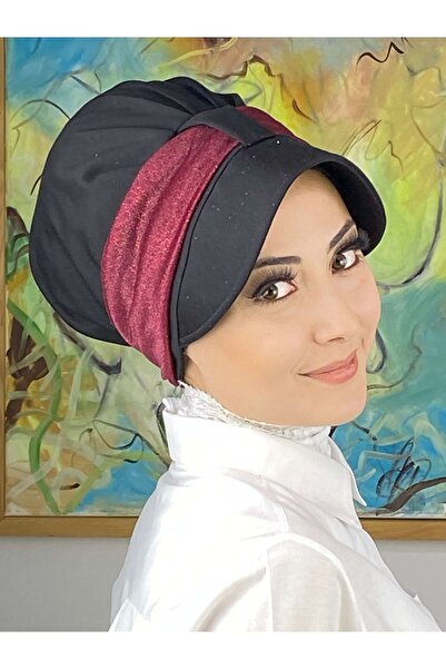 BUTİKAMBAR Velcro bordo šifonski šal sa šljokicama