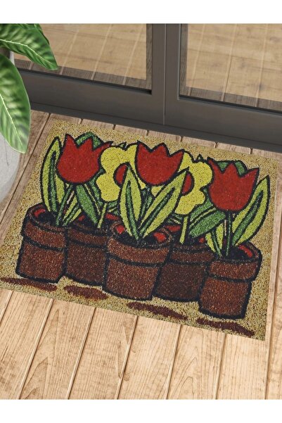 Ehil Halı Çiçek Desenli Kauçuk İç Ve Dış Kapı Önü Paspası 45x70