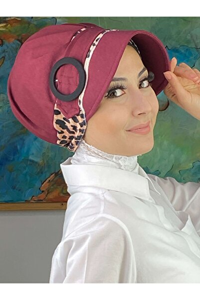 BUTİKAMBAR Nazlı model šešira sa kopčom i zebrastim uzorkom