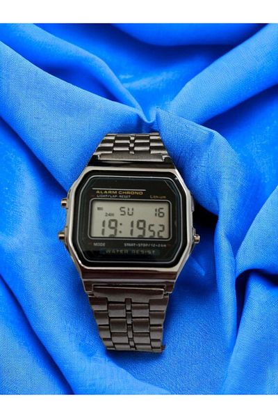 Brality Unisex Digital Retro Wristwatch - Silver Color Adjustable Clip-On Steel Strap (Alarm-Stopwatch) 0016