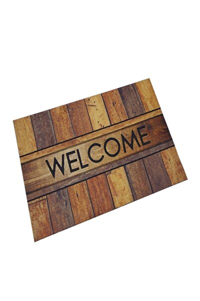 Ehil Halı Parke Desenli Welcome Yazılı Kauçuk İç Ve Dış Kapı Önü Paspası 45x75